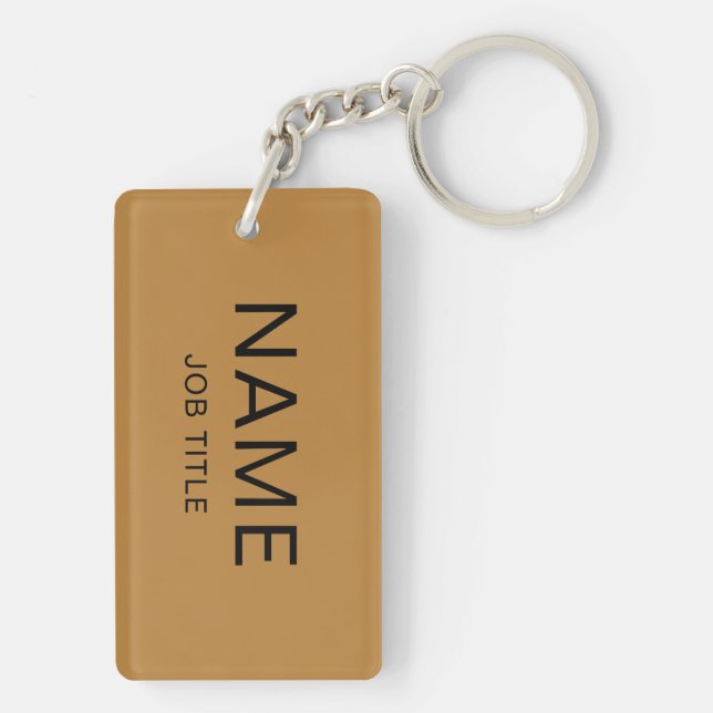 Llavero Cadena de teclas Rectángulo de nombre y título per (Atrás)