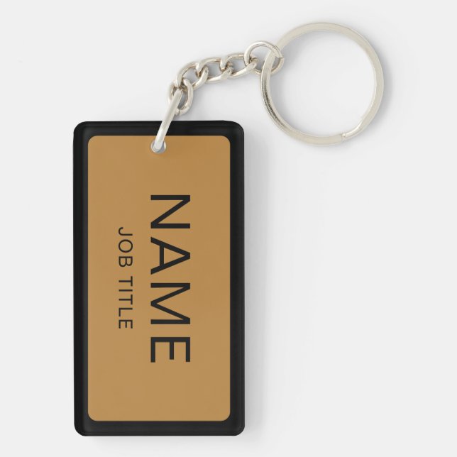 Llavero Cadena de teclas Rectángulo de nombre y título per (Atrás)