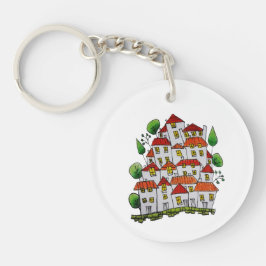 Llavero Cadena de teclas redonda (Doodle - dibujado a mano