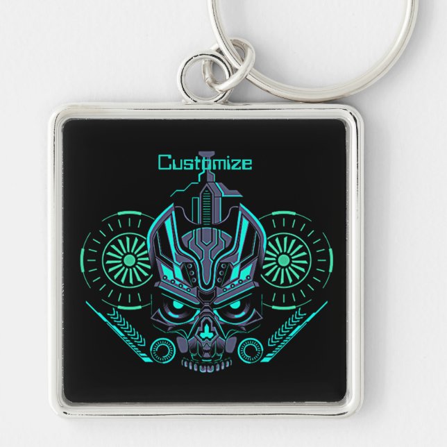 Llavero Cadena de teclas redondas de cráneo Robo (Frente)