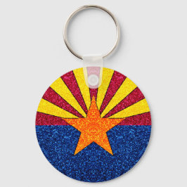 Llavero Cadena de teclas redondas de la bandera de Arizona