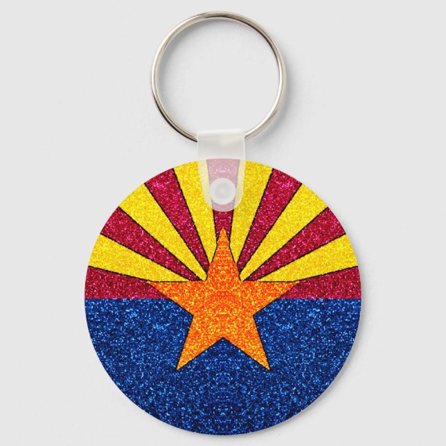 Llavero Cadena de teclas redondas de la bandera de Arizona (Anverso)