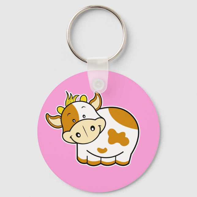 Llavero Cadena de teclas rosa de vaca corta (Anverso)