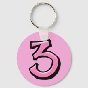 Llavero Cadena de teclas rosa número 3