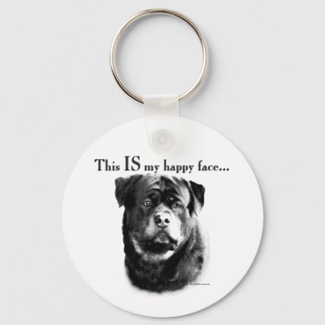 Llavero Cadena de teclas Rottweiler Happy Face (Anverso)