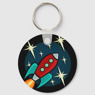 LLAVERO CADENA GRÁFICA DE TECLAS DE RETRO ROCKET SHIP