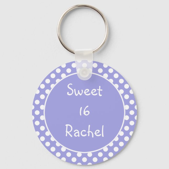 Llavero Cadena Keychain Purple Polka Dot Sweet 16 (Anverso)