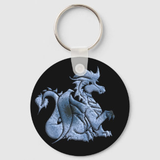 Llavero Cadena negra del dragón alado azul