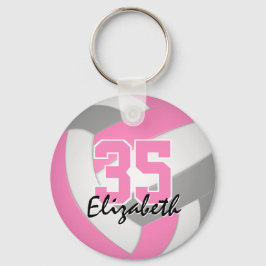Llavero cadena personalizada de voleibol lindo rosa gris