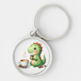 Llavero cadena redondeada de color acuático Cute Dinosaur 