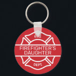 Llavero Cadena roja de la hija del bombero<br><div class="desc">Elija su color preferido,  cambie el texto según sea necesario</div>