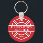 Llavero Cadena roja de la hija del bombero<br><div class="desc">Elija su color preferido,  cambie el texto según sea necesario</div>