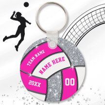 Cadenas clave baratas de voleibol, plata rosa y bl