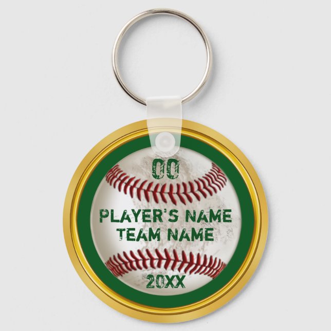 Llavero Cadenas clave de béisbol personalizadas Green and  (Anverso)