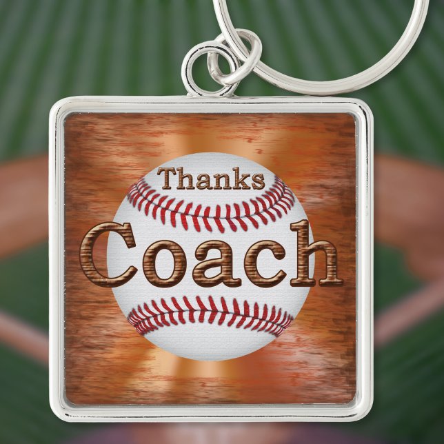 Llavero Cadenas clave de béisbol premium GRUNGE "Gracias e (Personalized, baseball coach appreciation gifts. Baseball keychains. Inexpensive baseball coach gift)