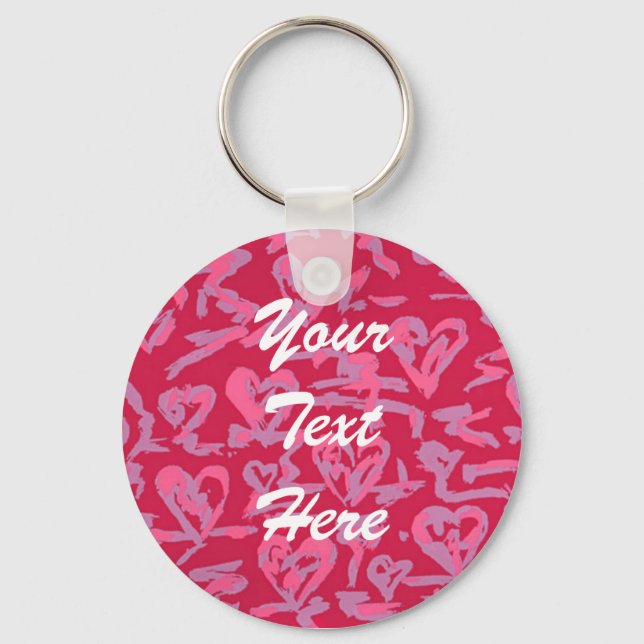 Llavero Cadenas clave de fondo del corazón personalizadas (Anverso)