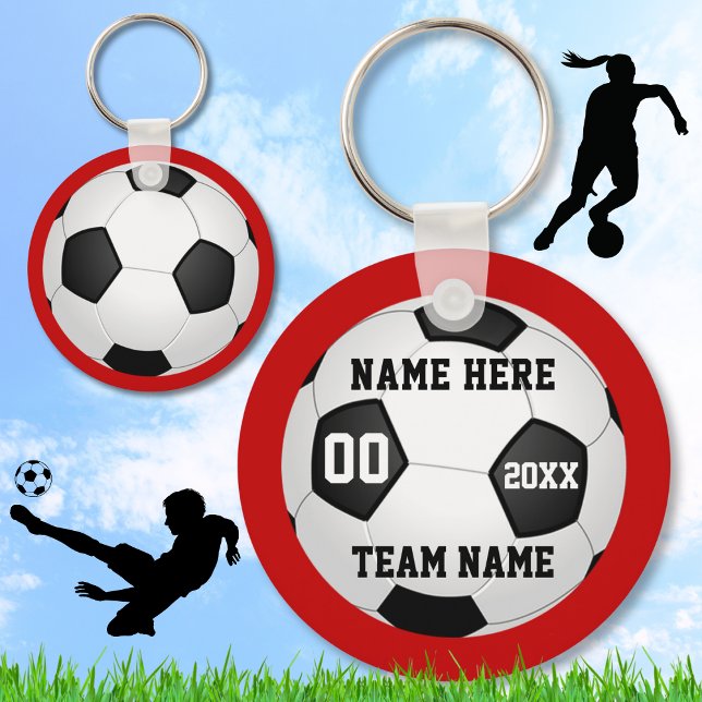 Llavero Cadenas clave de fútbol, nombre, nombre del equipo (Soccer Souvenirs. Cheap Soccer Keychains. Personalized Soccer Party Favors. Cheap Soccer Team Gifts.)