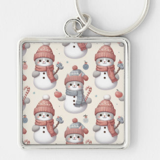 Llavero Cadenas clave de Snowman para gato (cuadrado)