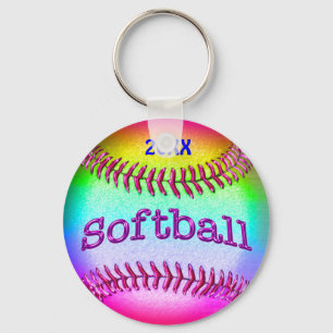 Llavero Cadenas clave de softball del EQUIPO Arcoiris más