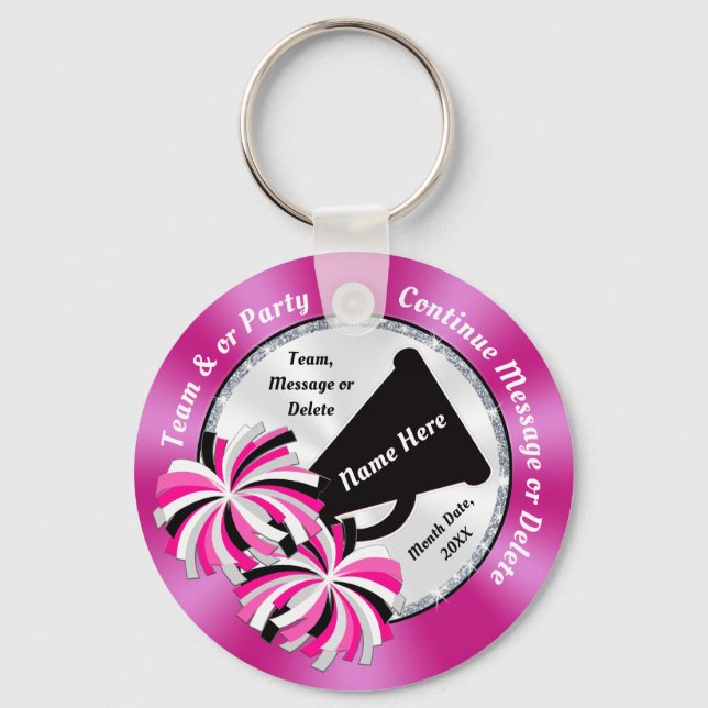 Llavero Cadenas de claves Alegre Personalizadas Rosa, Blan (Anverso)