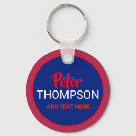 Llavero cadenas de claves rojo y azul con nombre
