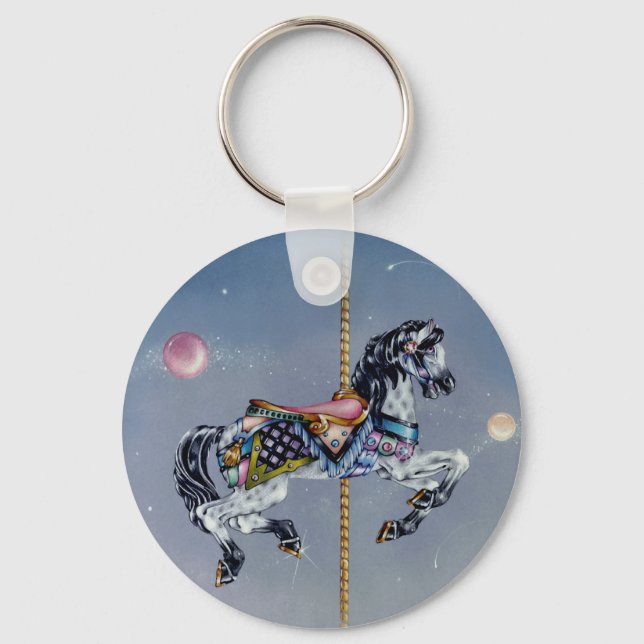 Llavero Cadenas de llaves - Caballo de carrusel gris (Anverso)