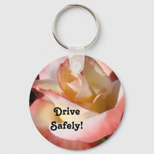 Llavero Cadenas de llaves rosa y blanca con flores de rosa