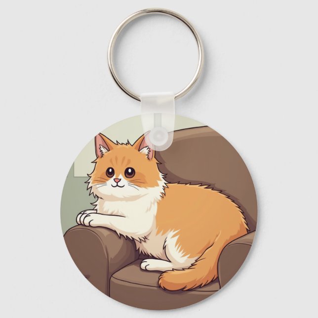Llavero Cadenas de llaves y cañones (gato con cara marrón) (Anverso)
