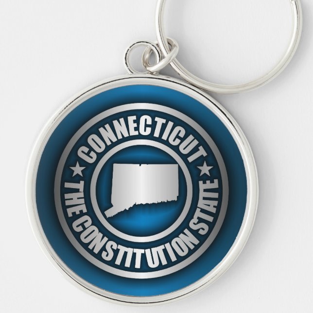 Llavero Cadenas de teclas de acero "Connecticut" (azul) (Frente)
