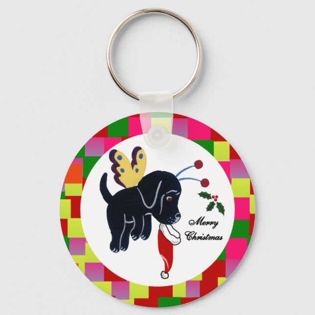 Llavero Cadenas de teclas de labrador negro (Anverso)