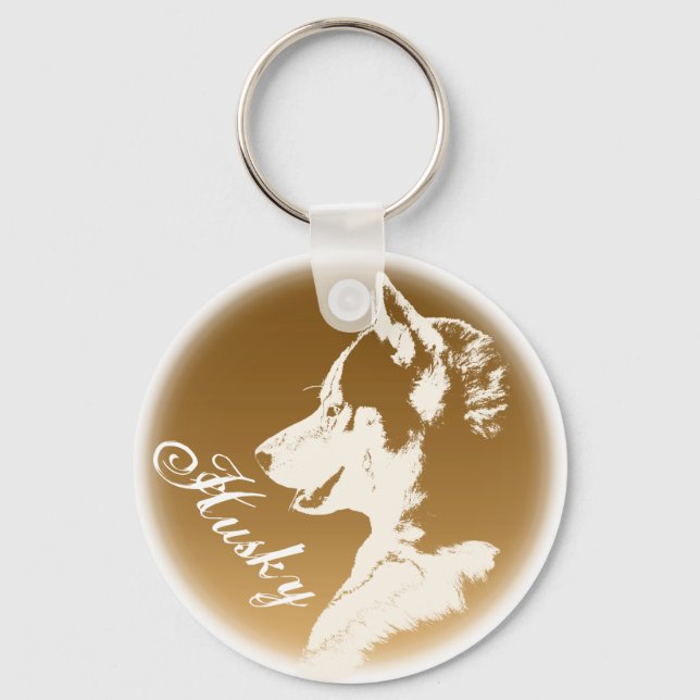 Llavero Cadenas de teclas de perro Husky Personalizado Cad (Anverso)