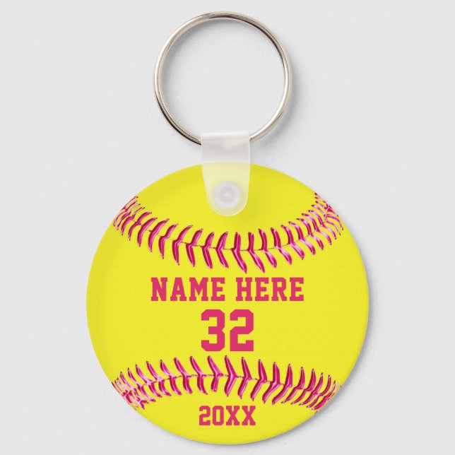 Llavero Cadenas de teclas personalizadas de Softball 3 caj (Anverso)