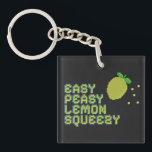Llavero Cadenita Acrílica Easy Peasy Lemon Squeezy<br><div class="desc">¡Lleva un estallido de energía retro-futurista a todas partes! Este llavero de acrílico elegante cuenta con el diseño de arte pixel 3D "Easy Peasy Lemon Squeezy". Los colores vibrantes amarillo neón y turquesa se ven increíblemente nítidos en el fondo negro elegante, protegidos por un acabado de acrílico cristalino y duradero....</div>