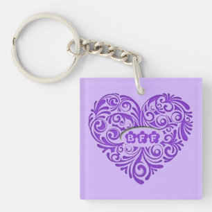 Llavero Cadenita de corazón personalizada morada para mejo