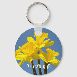 Llavero ¡Cadenita de flores de narciso amarillo, floral, a