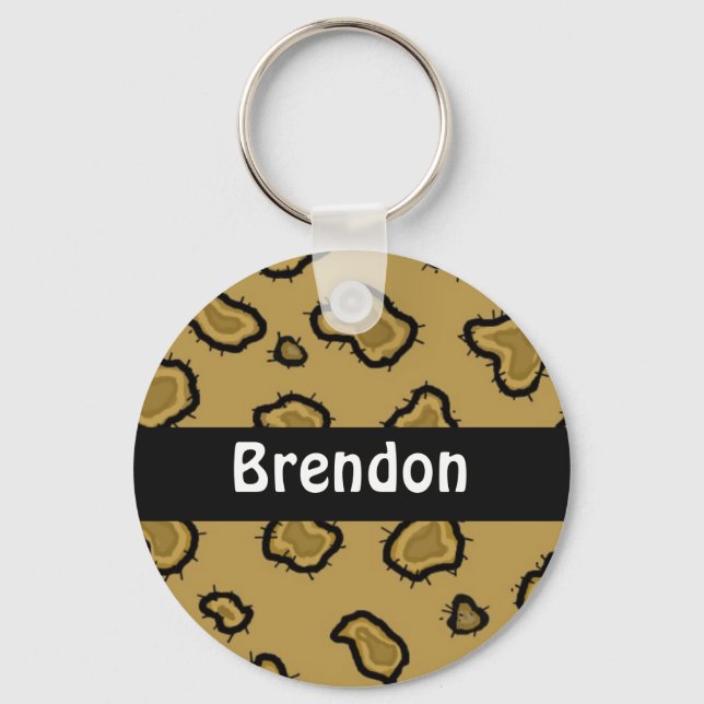 Llavero Cadenita Personalizada con Estampado de Leopardo (Anverso)