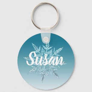Llavero Cadenita personalizada de Navidad copo de nieve az
