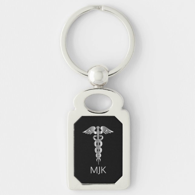 Llavero Caduceo de plata Monograma   (Anverso)