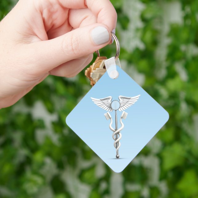 Llavero Caduceus Dental White Mirror Toothcel Médico (Mano)