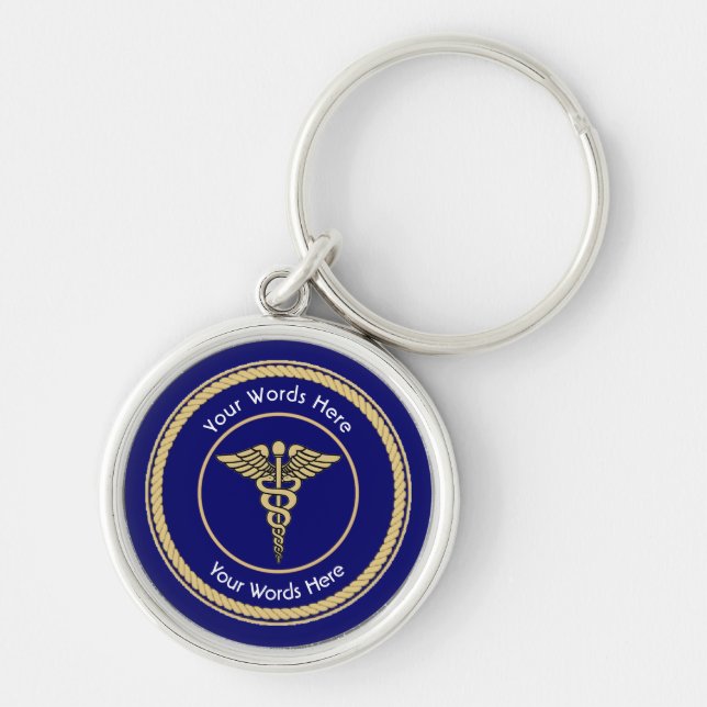 Llavero Caduceus Rope Shield Universal Personalizado (Frente)