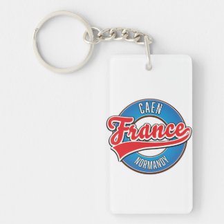 Llavero Caen Normandía Francia logotipo retro