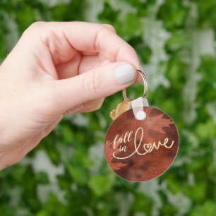 Llavero Caer enamorada del otoño   Naranja de Moda Rustic