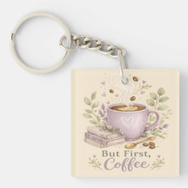 Llavero Café Acuarela de Lavanda Acogedor