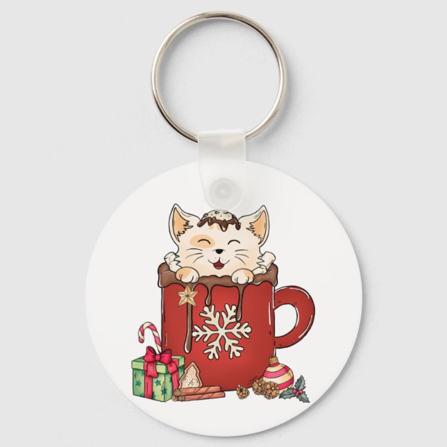 Llavero Café chocolate con chocolate para Navidades de fel (Anverso)