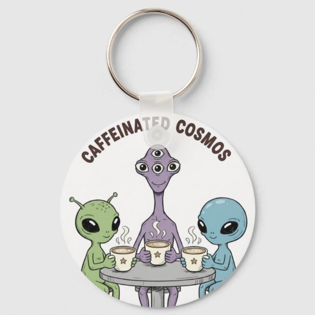 Llavero Café Cosmos Caffeinated Divertido Alien Funny (Anverso)