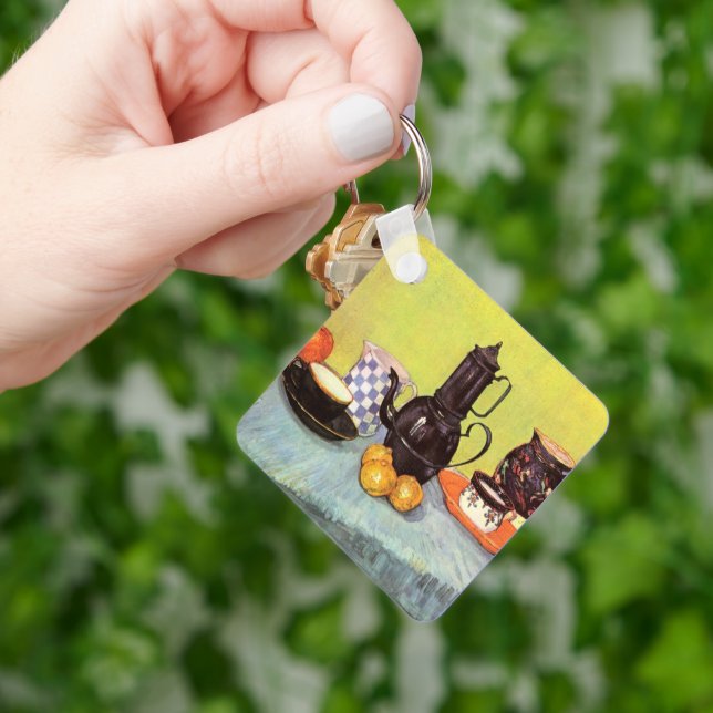 Llavero Café de esmalte azul por Vincent van Gogh (Mano)