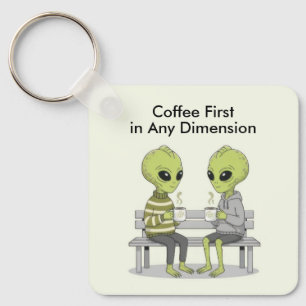 Llavero Café Divertido y Alienígenas