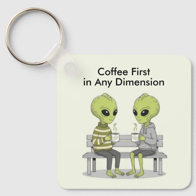 Llavero Café Divertido y Alienígenas (Anverso)