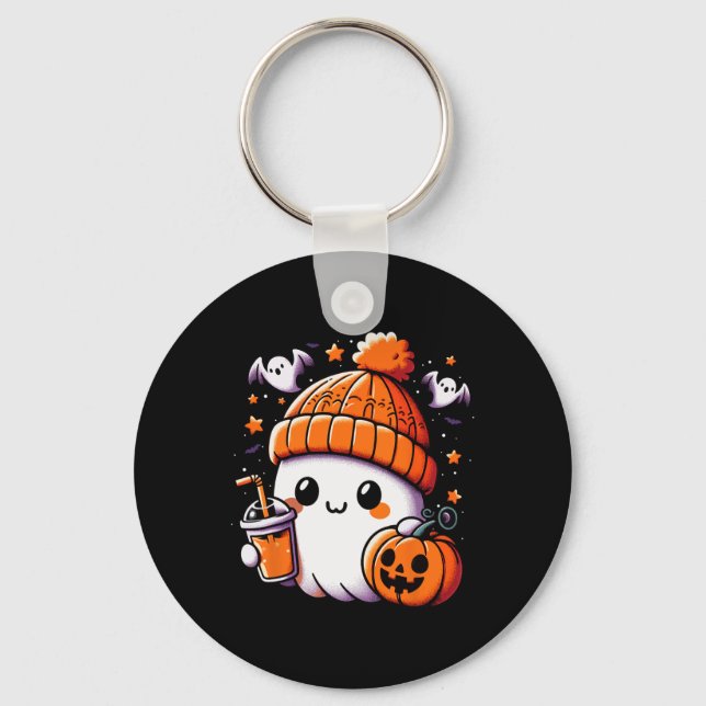 Llavero Café dulce de fantasma con café de Halloween (Anverso)