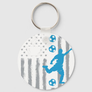 Llavero café fútbol- Bandera estadounidense vintage de EE.
